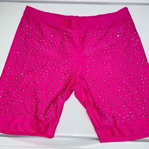 Hot Pink Diamond Studded Biker Shorts